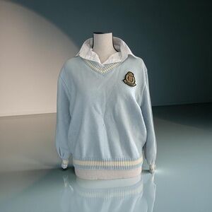 Light Blue Sweater with Embroidered Logo